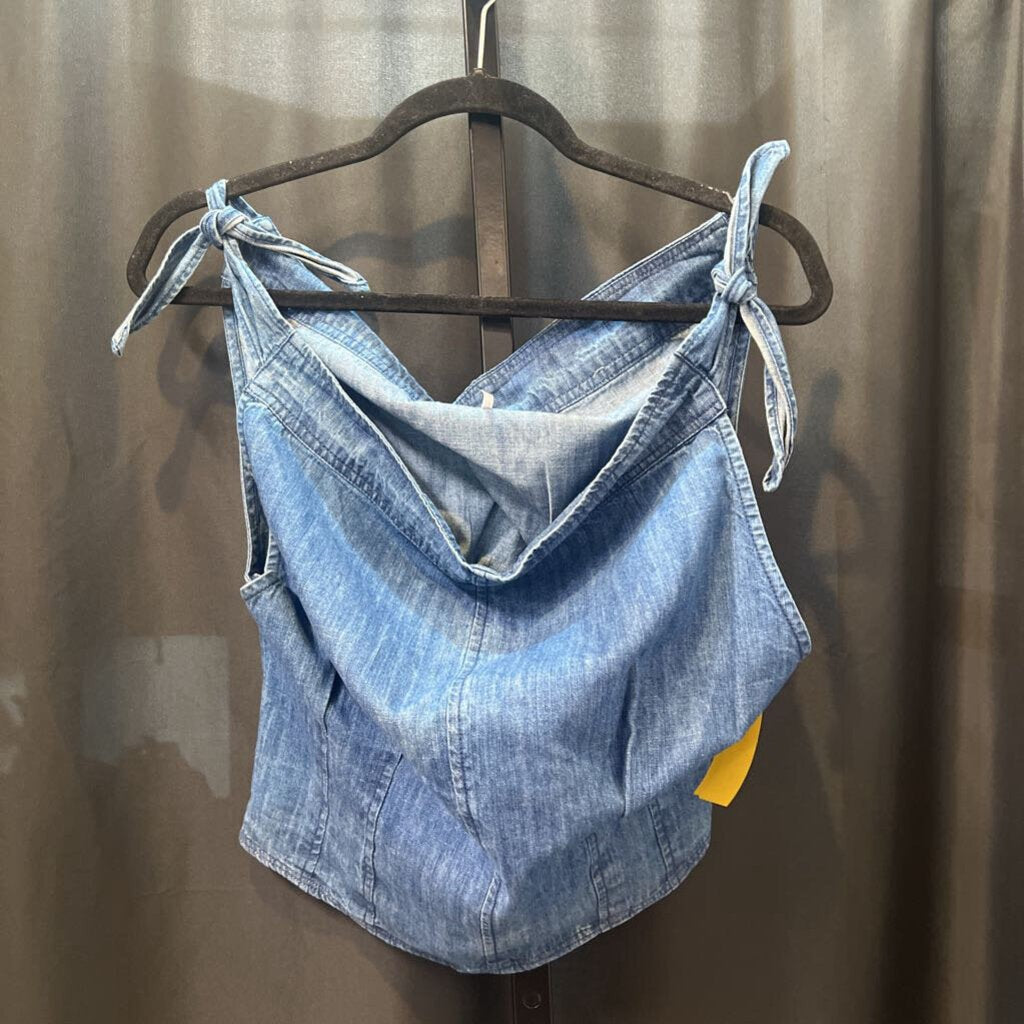 Free People Denim Tie Tank TOPS S