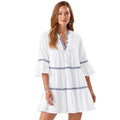 TOMMY BAHAMA Cotton Clip Embroidered Tier Coverup Dress XL White Jacquard NWT