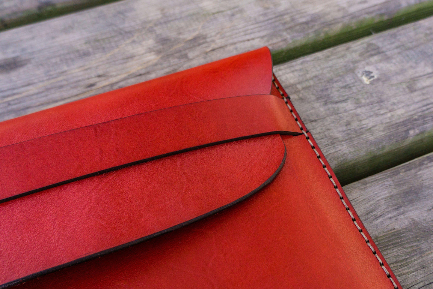Personalized Leather MacBook Sleeves - Red