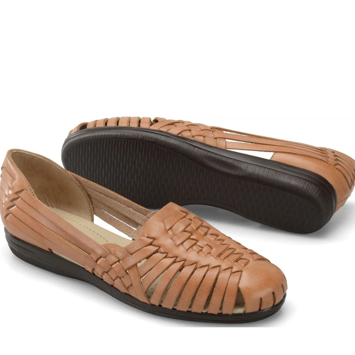Comfortiva Womens Trinidad Sandals Size 7.5 Narrow AA Tan Leather Huarache NWOB