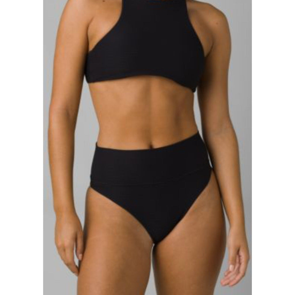PRANA Women's Aurelia Bikini Bottom XL Black Ottoman High Waist Swim NWT