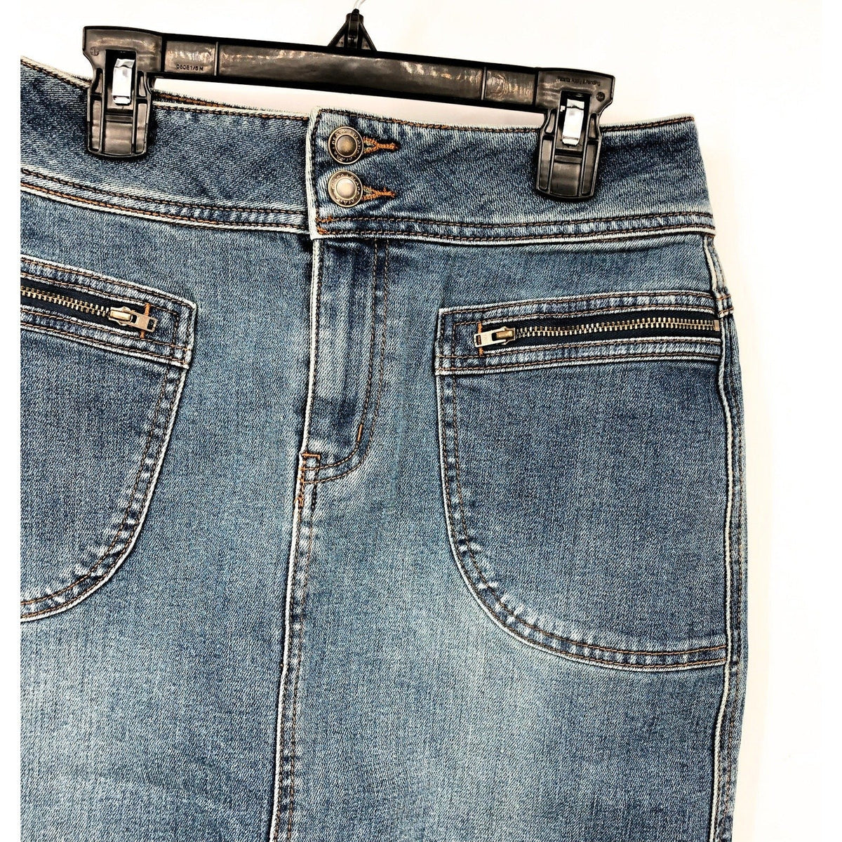 PRANA Women's Broadway Denim Pencil Skirt Size 0 True Blue Organic Stretch NWT