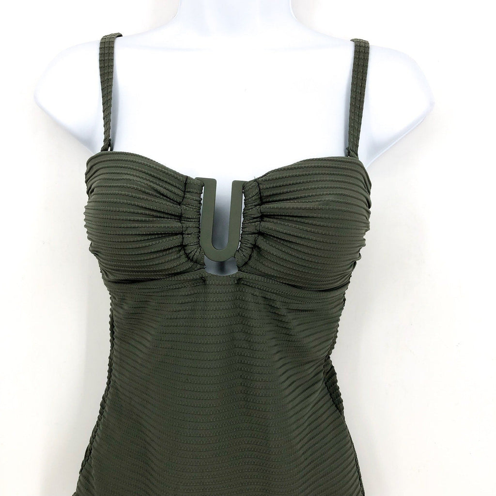 SEA LEVEL SWIM Spinnaker U Bar Bandeau One Piece Swimsuit Size 12 Green NWT