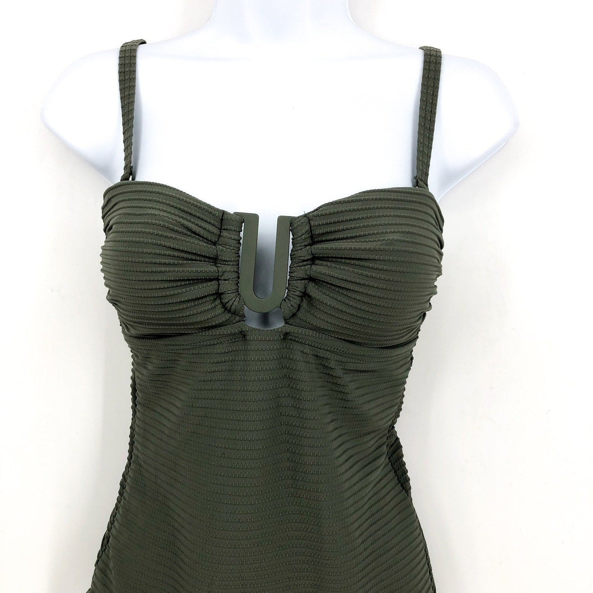 SEA LEVEL SWIM Spinnaker U Bar Bandeau One Piece Swimsuit Size 12 Green NWT