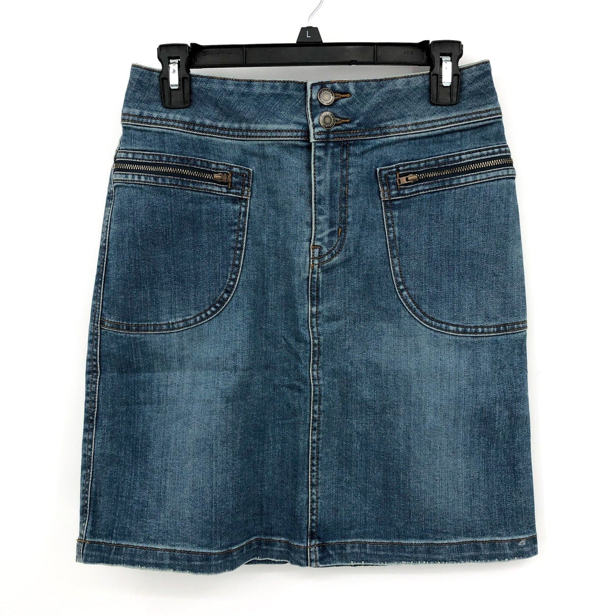 PRANA Women's Broadway Denim Pencil Skirt Size 2 True Blue Organic Cotton NWT