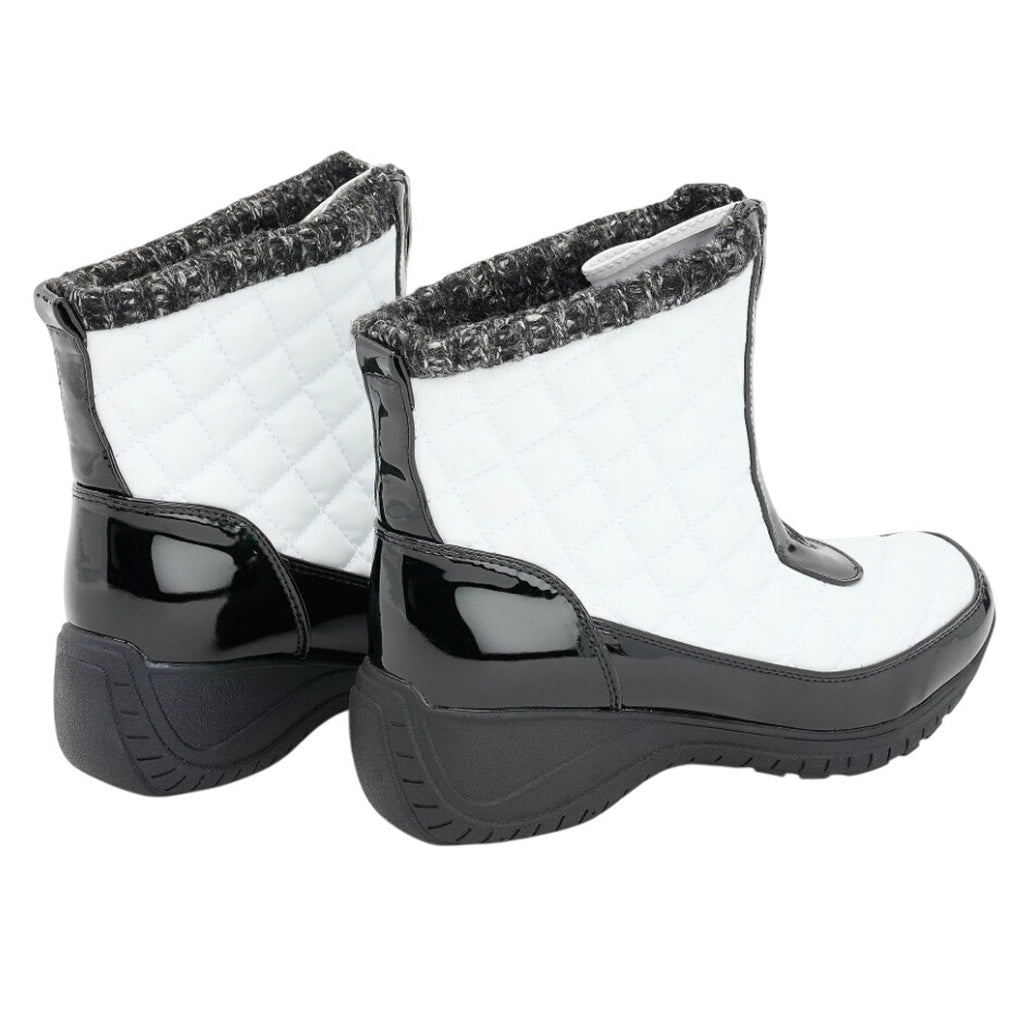 Khombu Womens Megan Snow Boots Size 8.5 Wide White Black Waterproof NIB