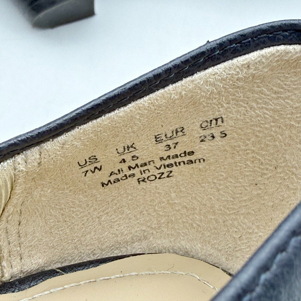 LifeStride Womens Rozz Mary Janes Heels Size 7 WIDE Navy Blue Vegan Leather NIB