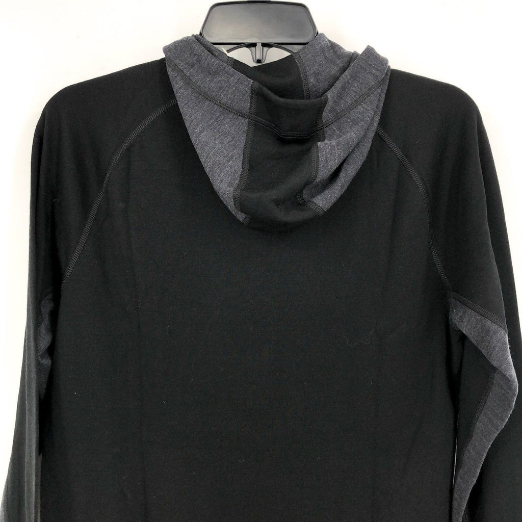 SMARTWOOL Womens Thermal Merino Base Layer 1/2 Zip Hoodie Large Black Gray NWT
