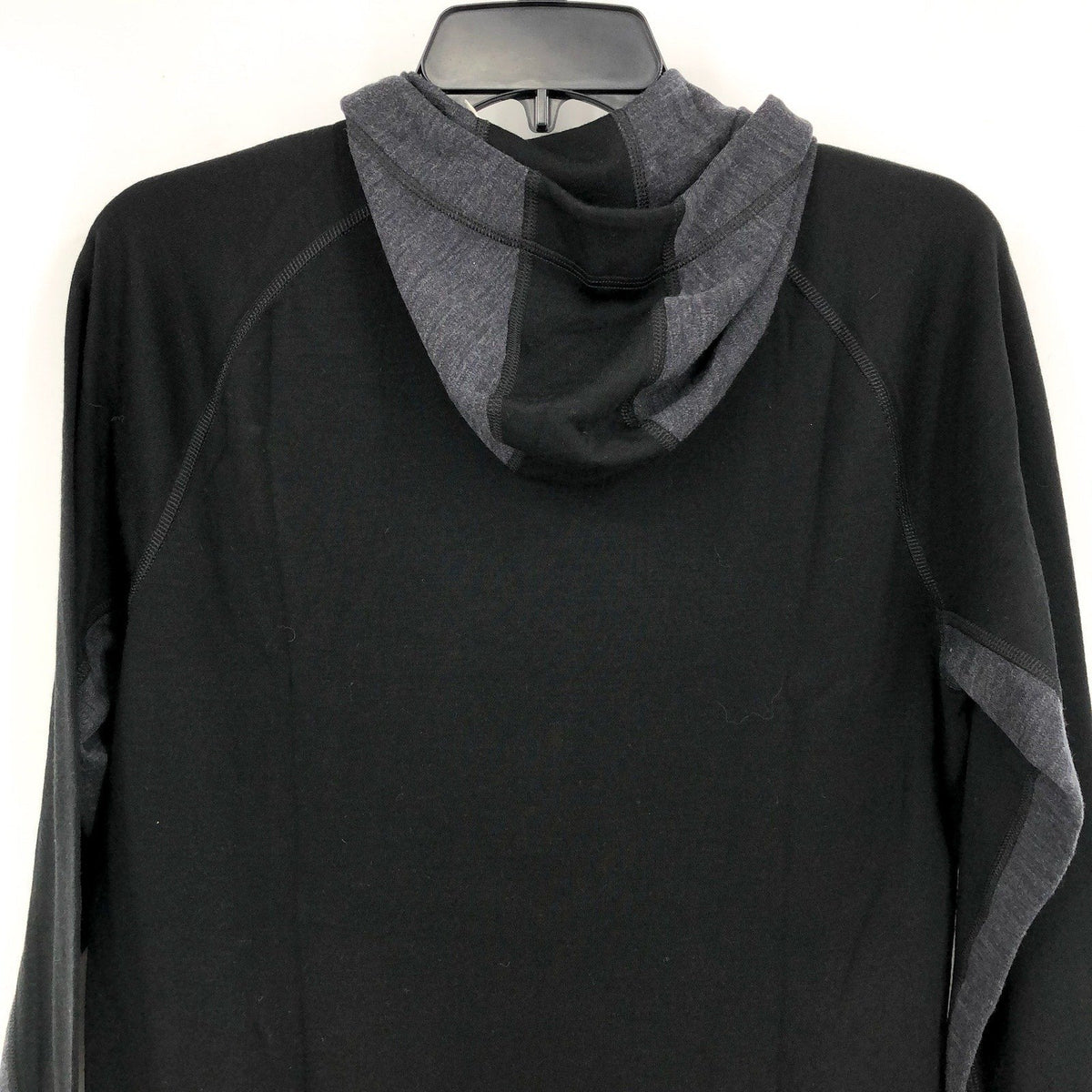 SMARTWOOL Womens Thermal Merino Base Layer 1/2 Zip Hoodie Large Black Gray NWT