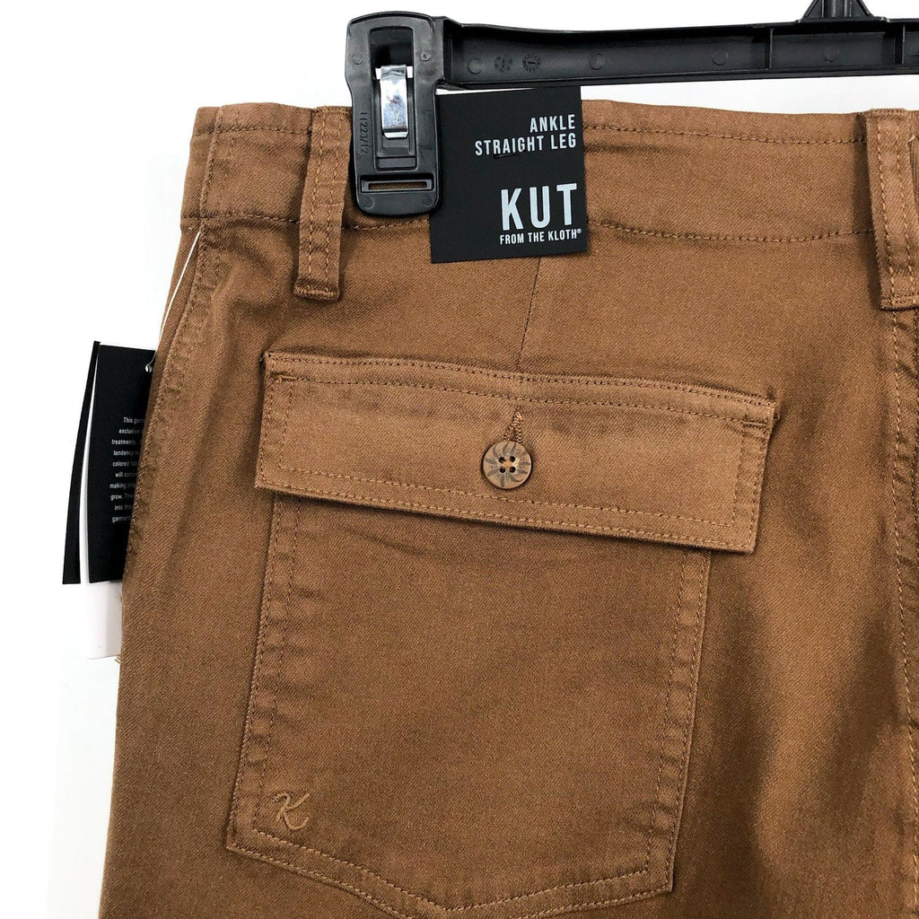 KUT FROM THE KLOTH Cargo Pants Size 12 Brown Autumn Ankle Straight Leg NWT