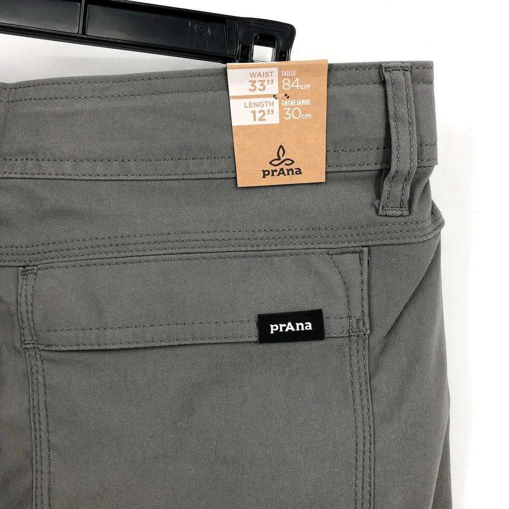 PRANA Men's Stretch Zion II Shorts Size 33 Grey Standard Fit Flat Front NWT