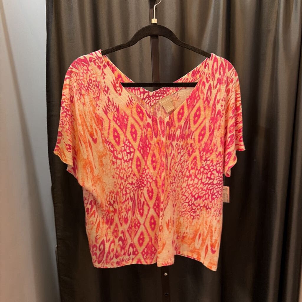 Chicos V Neck Cotton SS Tee Print TOPS 2p