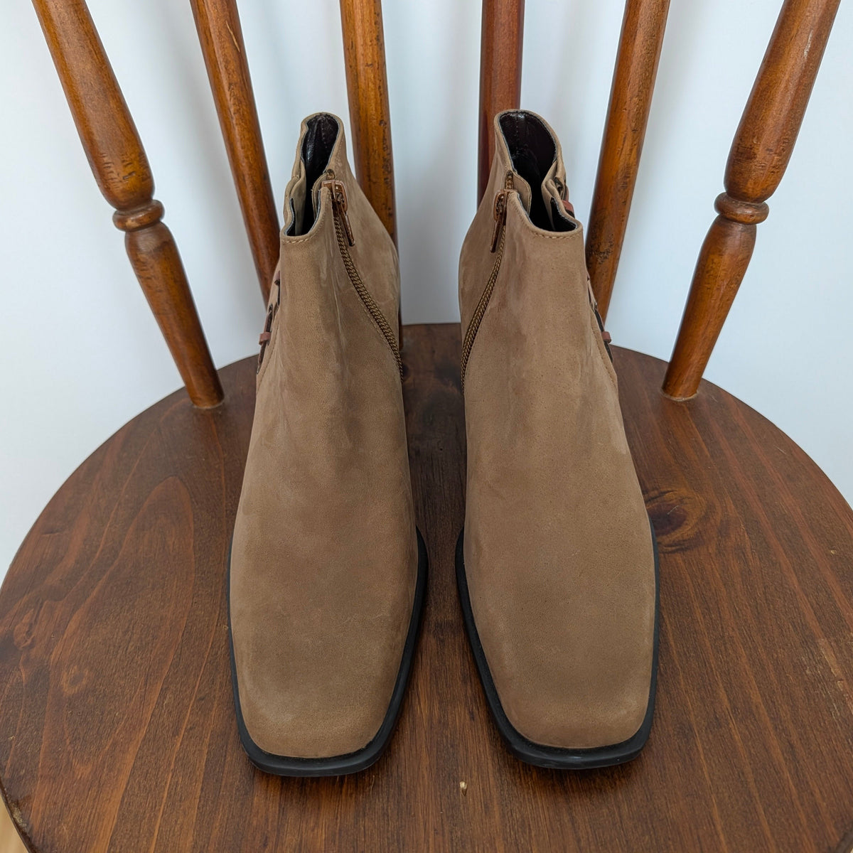 Etienne Aigner Saddle Heels Booties Leather Lace Up Side - 7.5 M