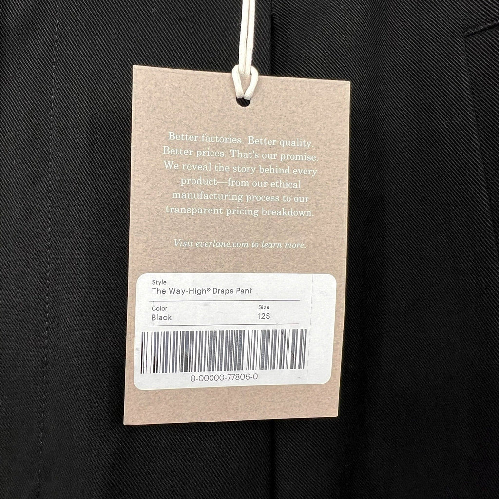 Everlane Womens The Way-High Drape Pants Size 12 30" Inseam Pleated Black NWT