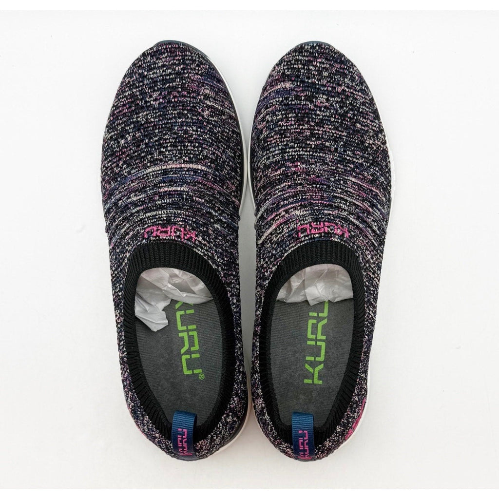 Kuru Womens Stride Casual Sneakers Size 9 Jet Black Confetti Knit Slip On NWOB