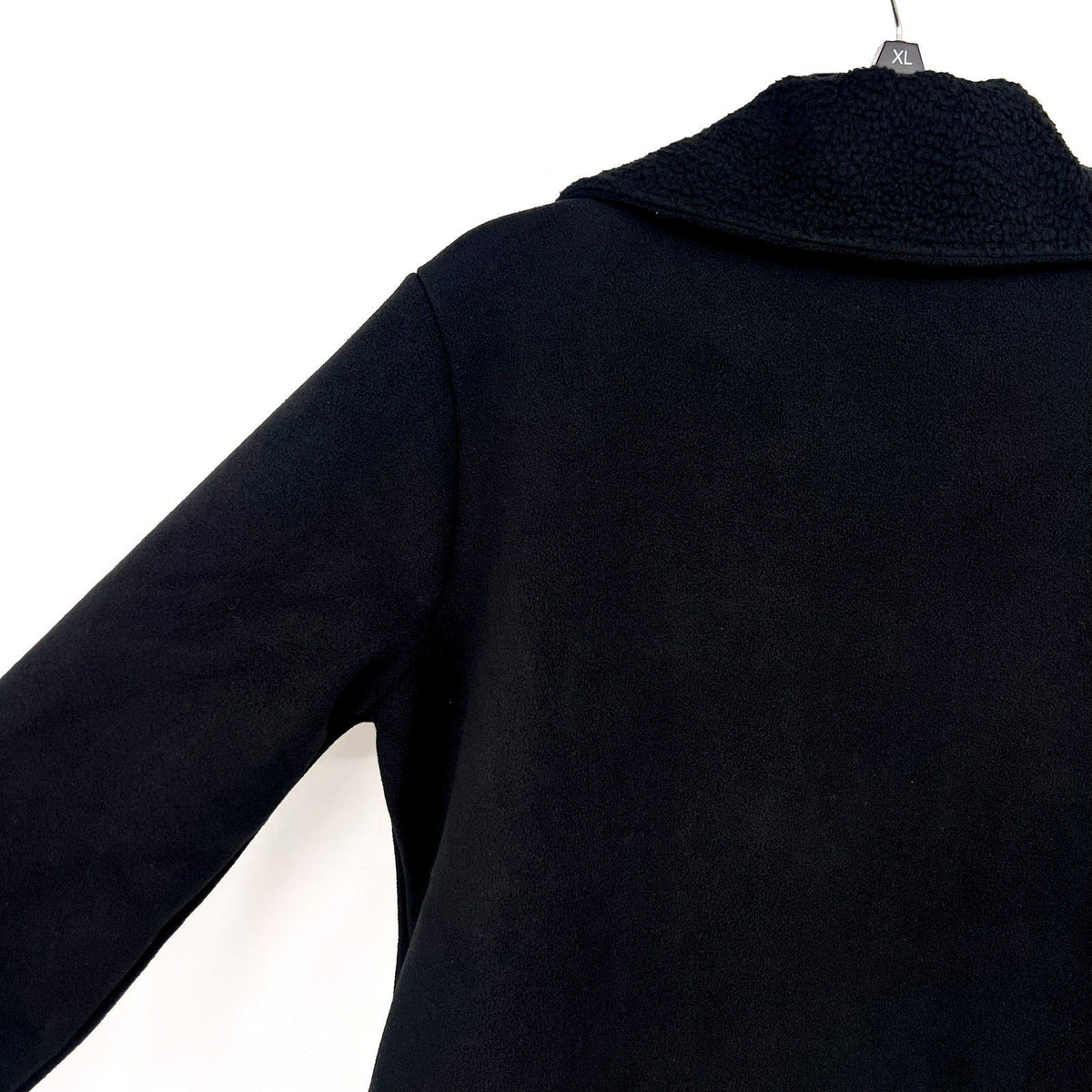 DENIM & CO. Women's Fleece Bonded Sherpa Jacket Medium Black NWOT
