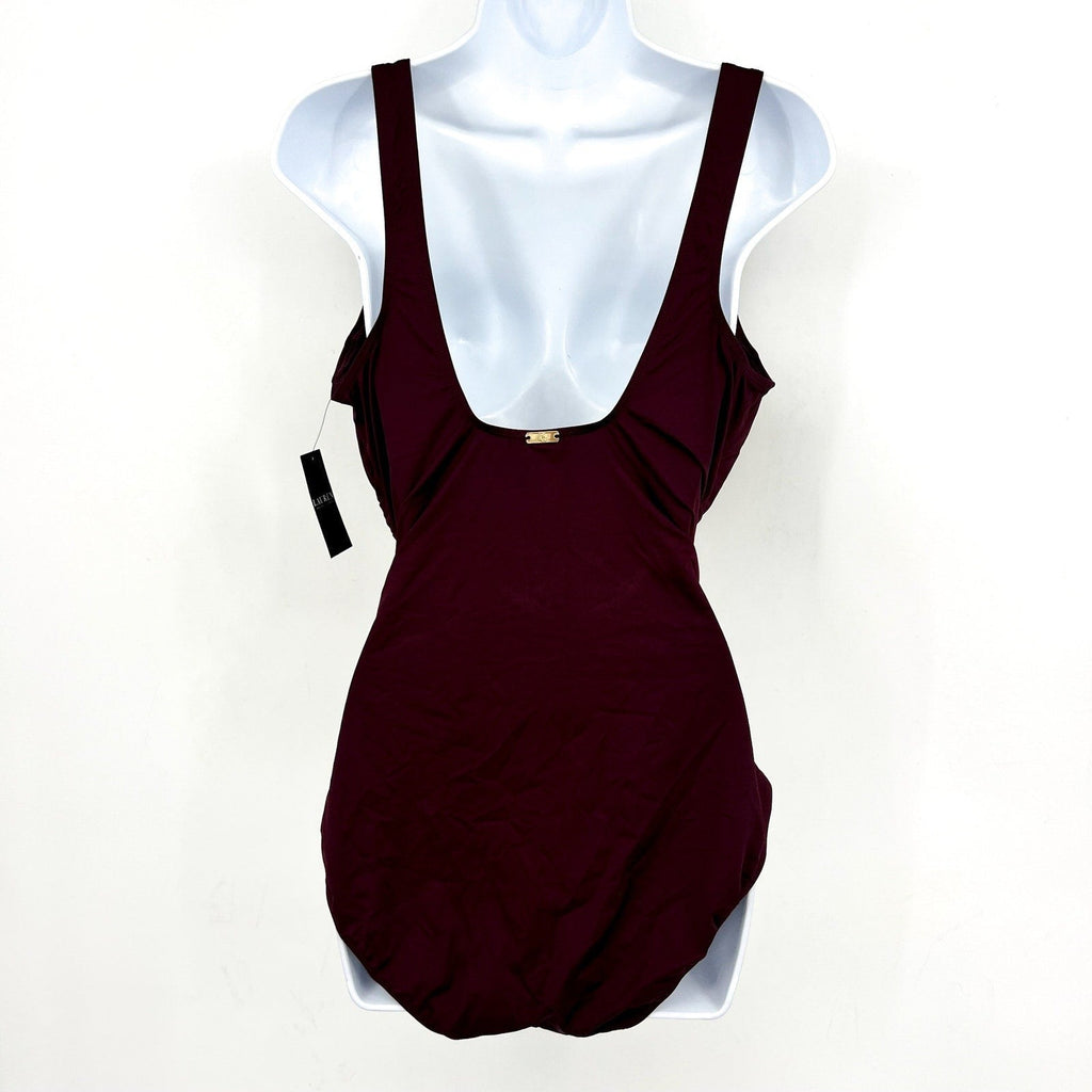 LAUREN RALPH LAUREN Beach Club One-Piece Swimsuit Size 16 Claret Red Ring NWT