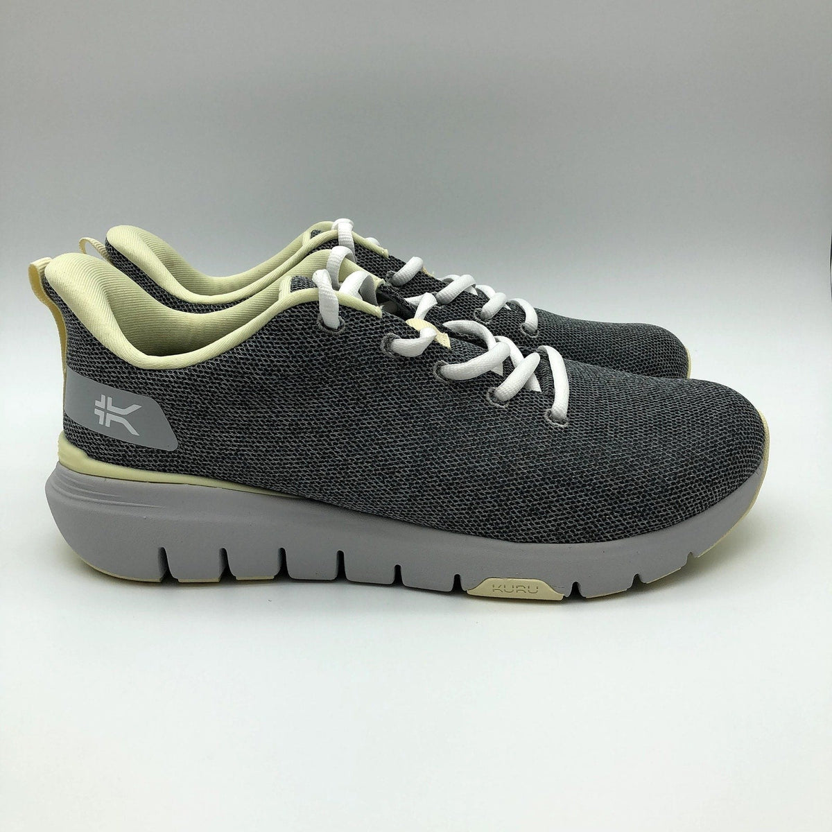 KURU Womens Flex Via Sneakers Size 10.5 Dove Gray Pale Lime Athletic Shoes NWOB