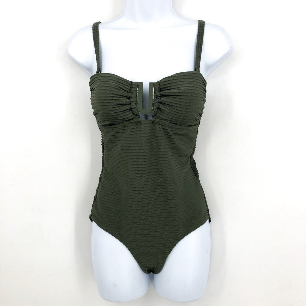 SEA LEVEL SWIM Spinnaker U Bar Bandeau One Piece Swimsuit Size 12 Green NWT