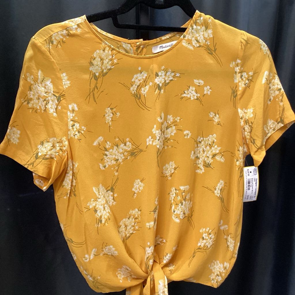 Madewell Flowers Silk Tie Buttons TOPS M
