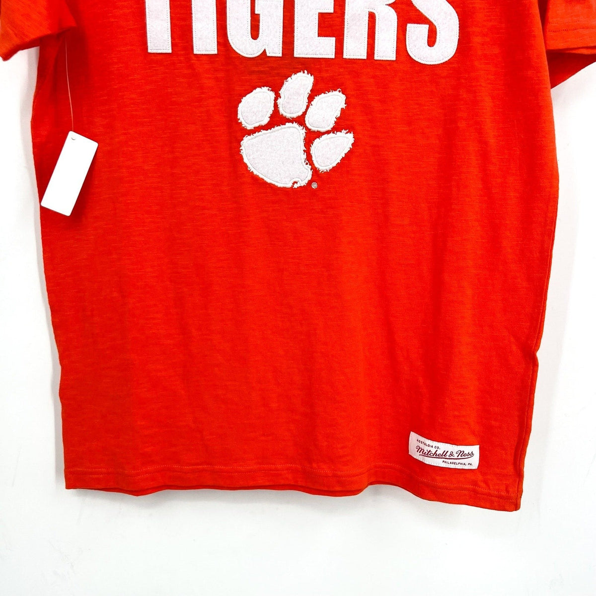 MITCHELL & NESS Mens NCAA Clemson Tigers Embroidered Tee Small Orange NWT