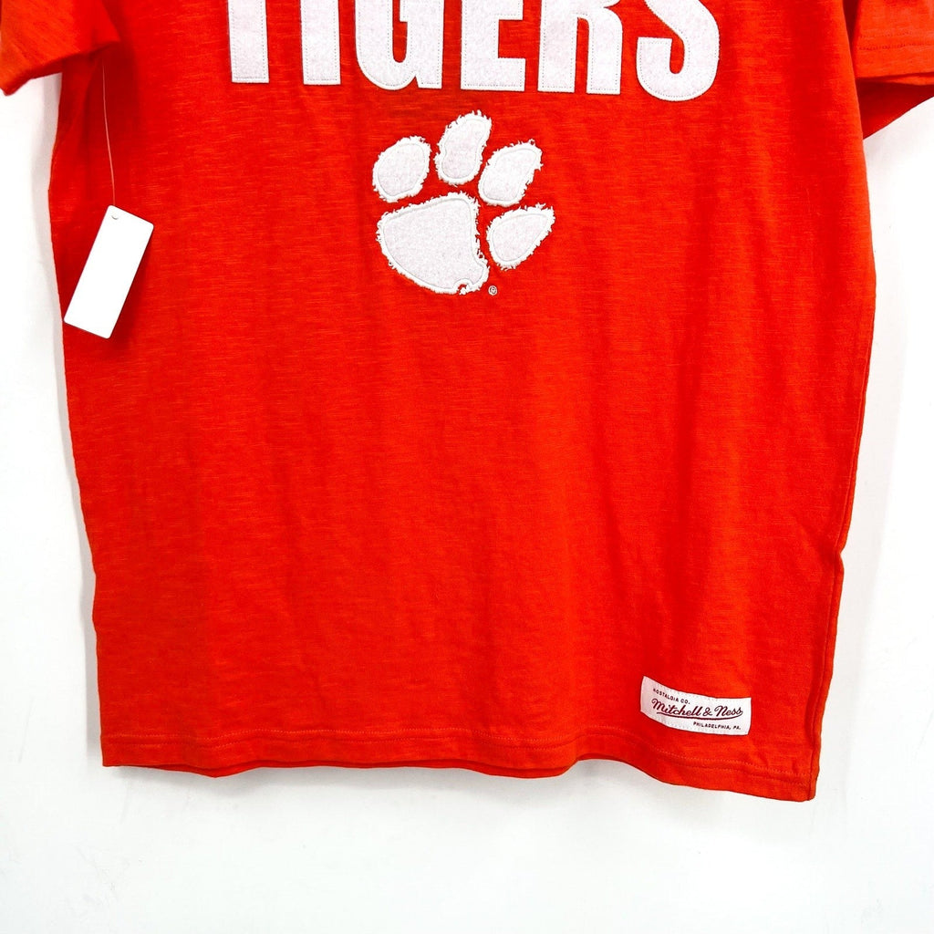 MITCHELL & NESS Mens NCAA Clemson Tigers Embroidered Tee Small Orange NWT