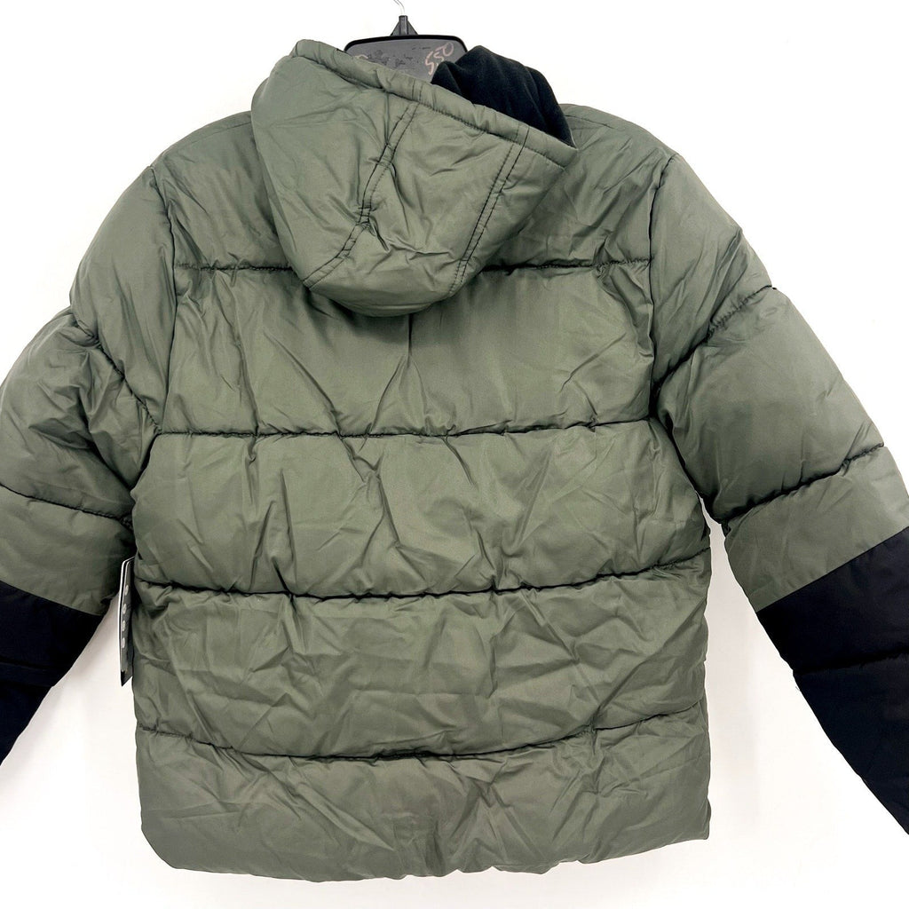 IXTREME Boy's Hooded Colorblock Puffer Winter Coat XL 14/16 Green Black NWT