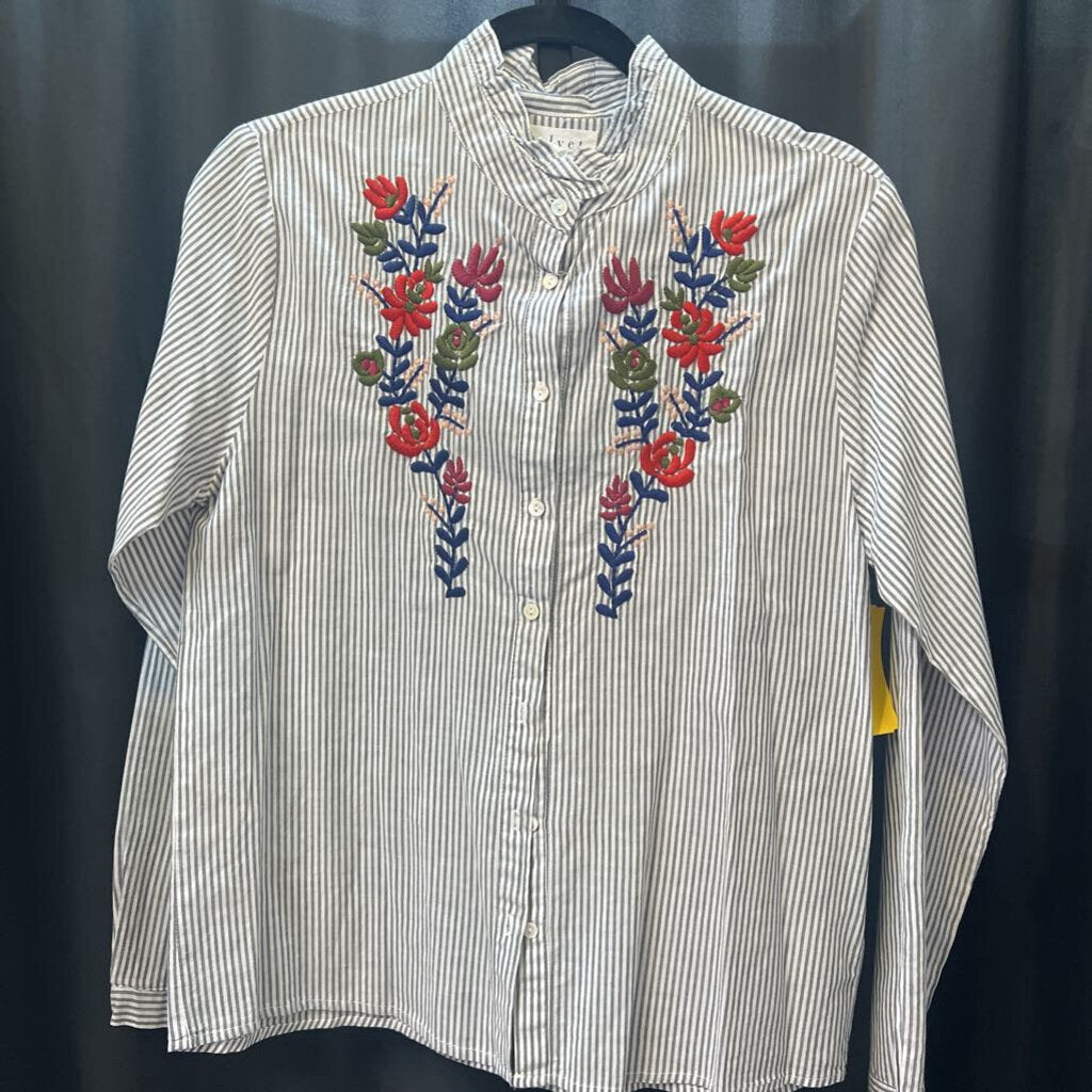 Velvet LS Cotton Embroidered Stripe TOPS S