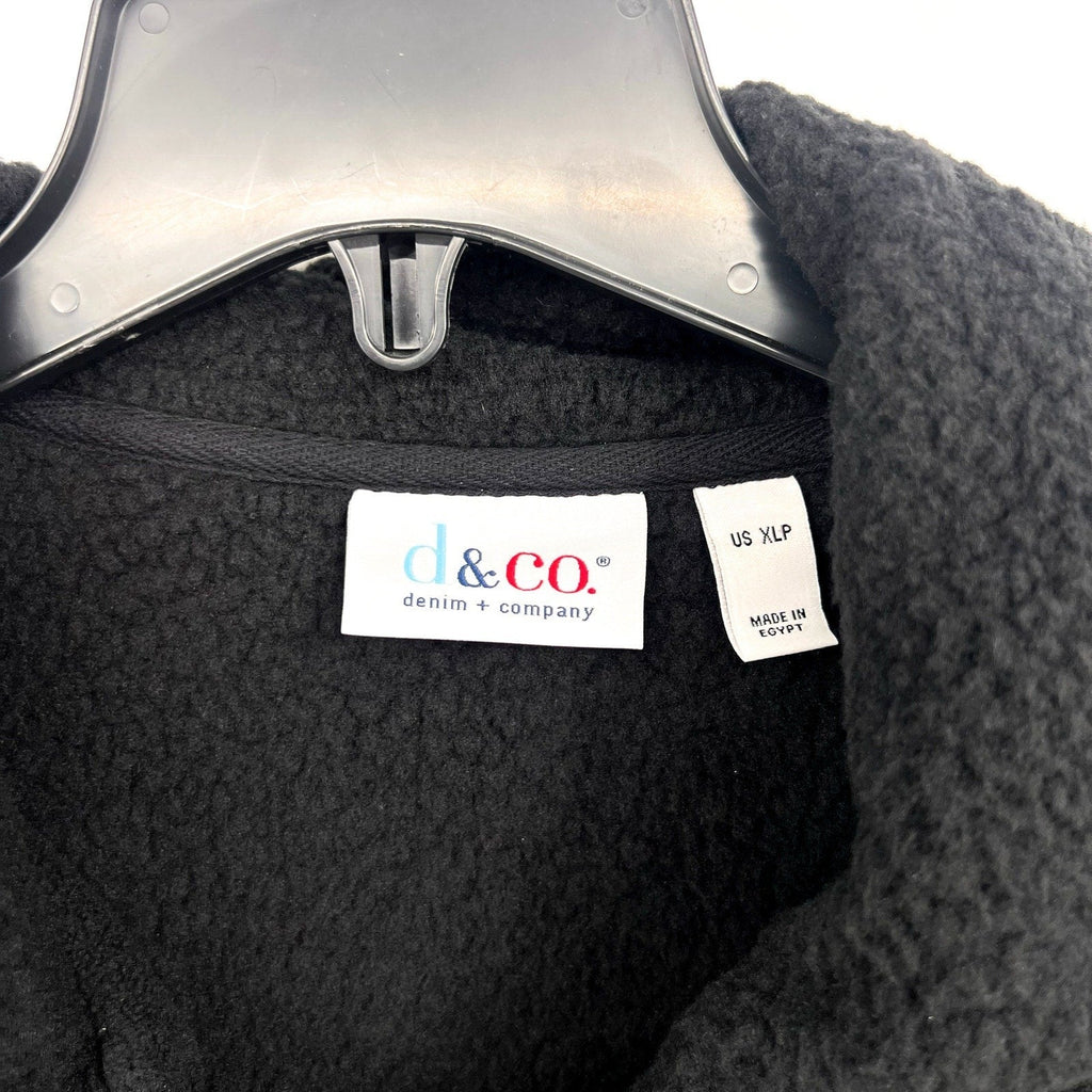 DENIM & CO. Women's Fleece Bonded Sherpa Jacket XL Petite Black NWOT