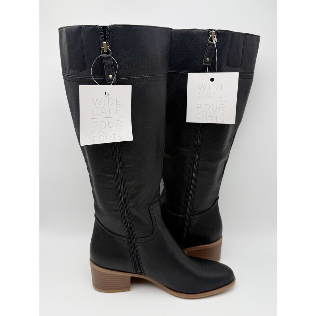 Dr. Scholls Womens Adeline Knee High Boots Size 7.5 M WIDE CALF Black NIB