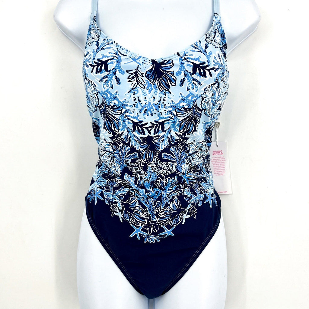 LILLY PULITZER Klynn One-Piece Swimsuit US 10 Bonaire Blue Just a Little Koi NWT