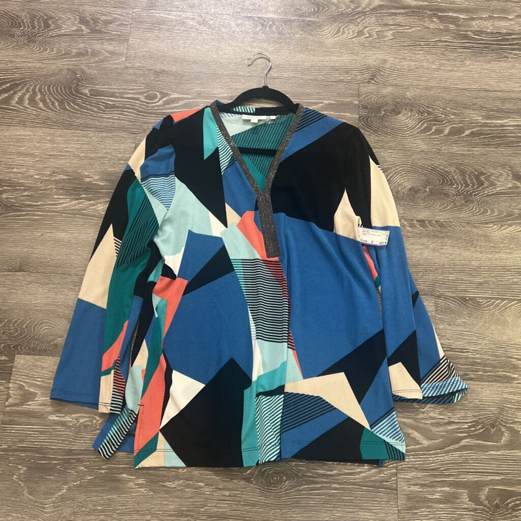 Chicos Colorblock Embellished Neck SWEATERS 2