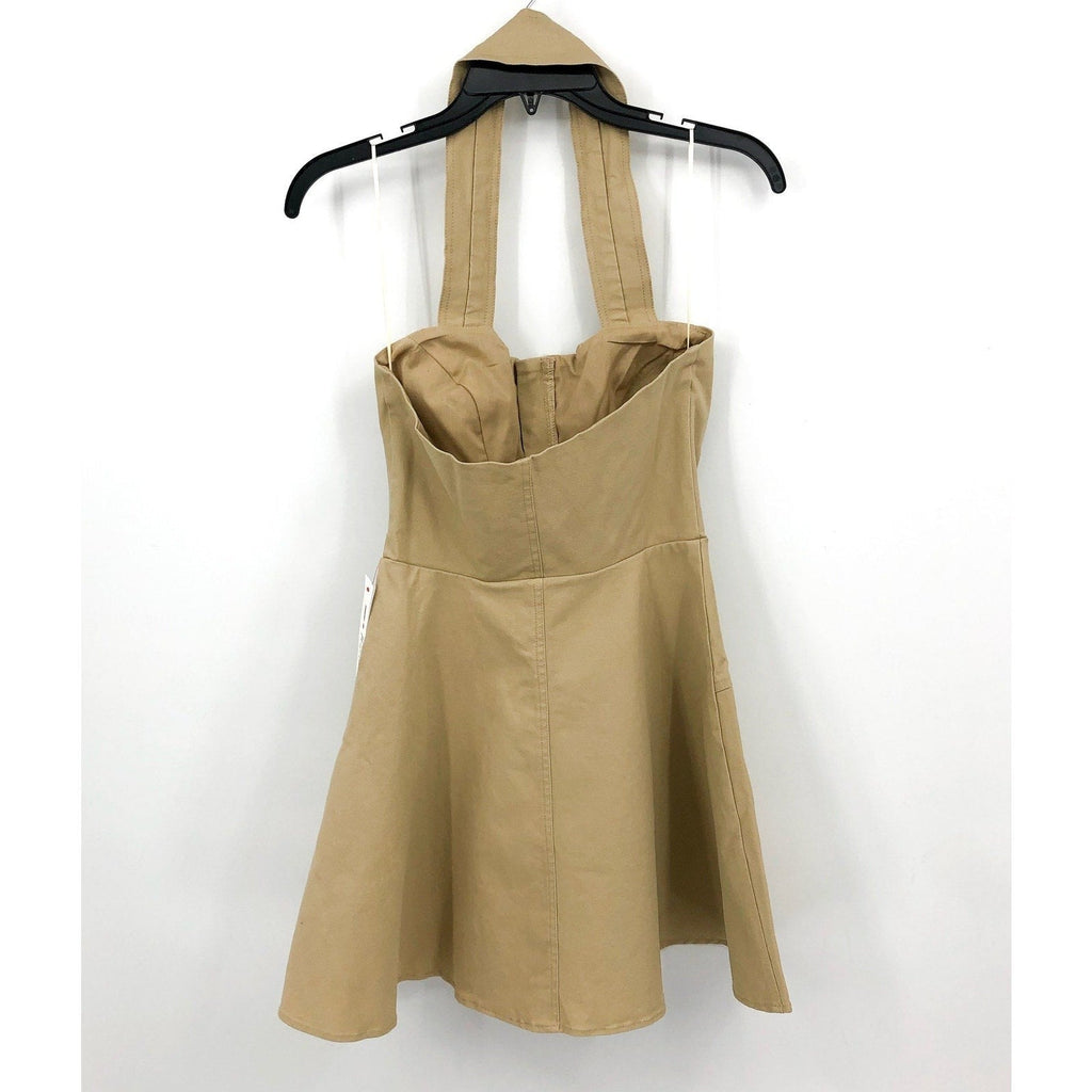 BARDOT Womens Lee Halter Utility Dress Beige MEDIUM US 6