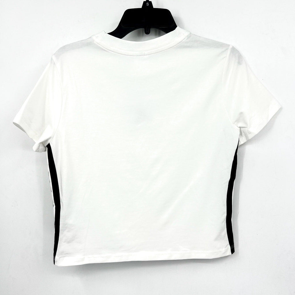 ADIDAS Essentials 3-Stripes Slim Baby Tee Large White Black Short Sleeve NWT