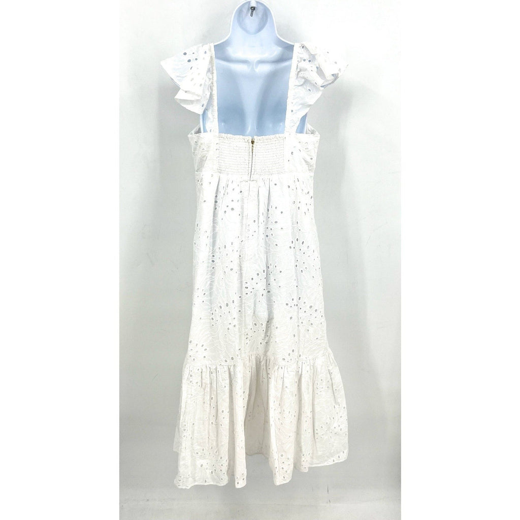 LILLY PULITZER Lantana Eyelet Midi Dress Size 10 Resort White Flutter Sleeve NWT