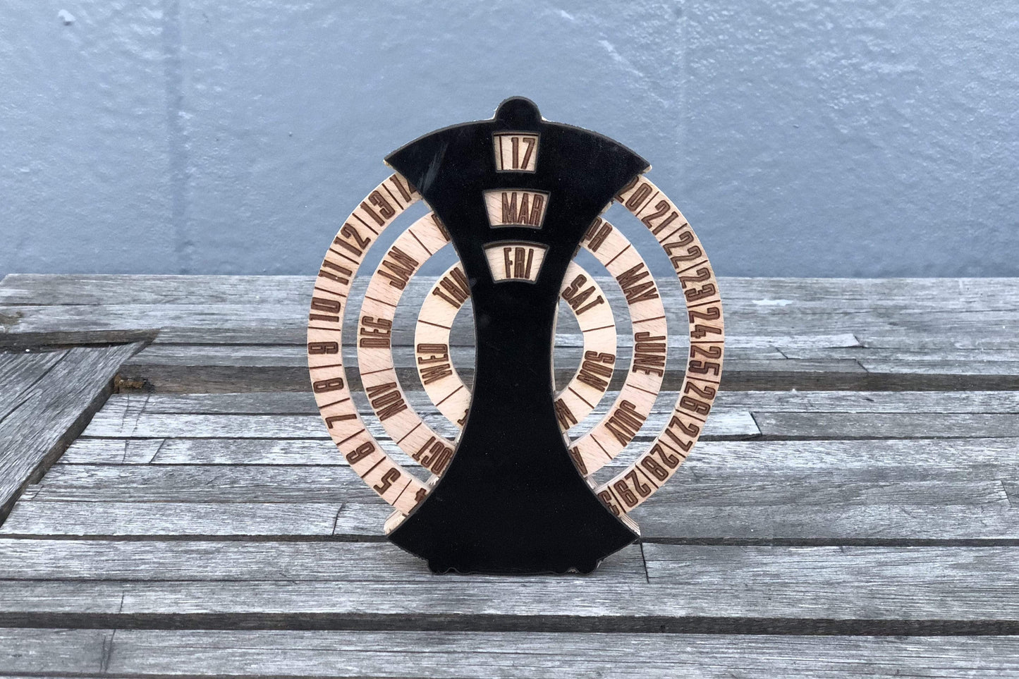 Desktop Perpetual Calendar Leather - Wood