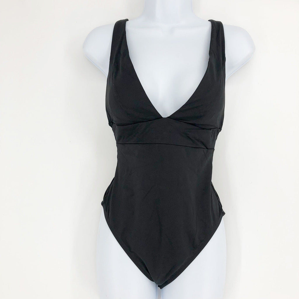 ANDIE SWIM Sardinia One Piece Swimsuit Small Tall Black Plunge V Neck