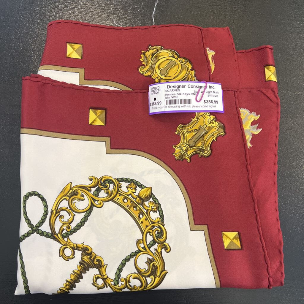 Hermes Silk Keys VNTG SCARVES W/ Light Mark