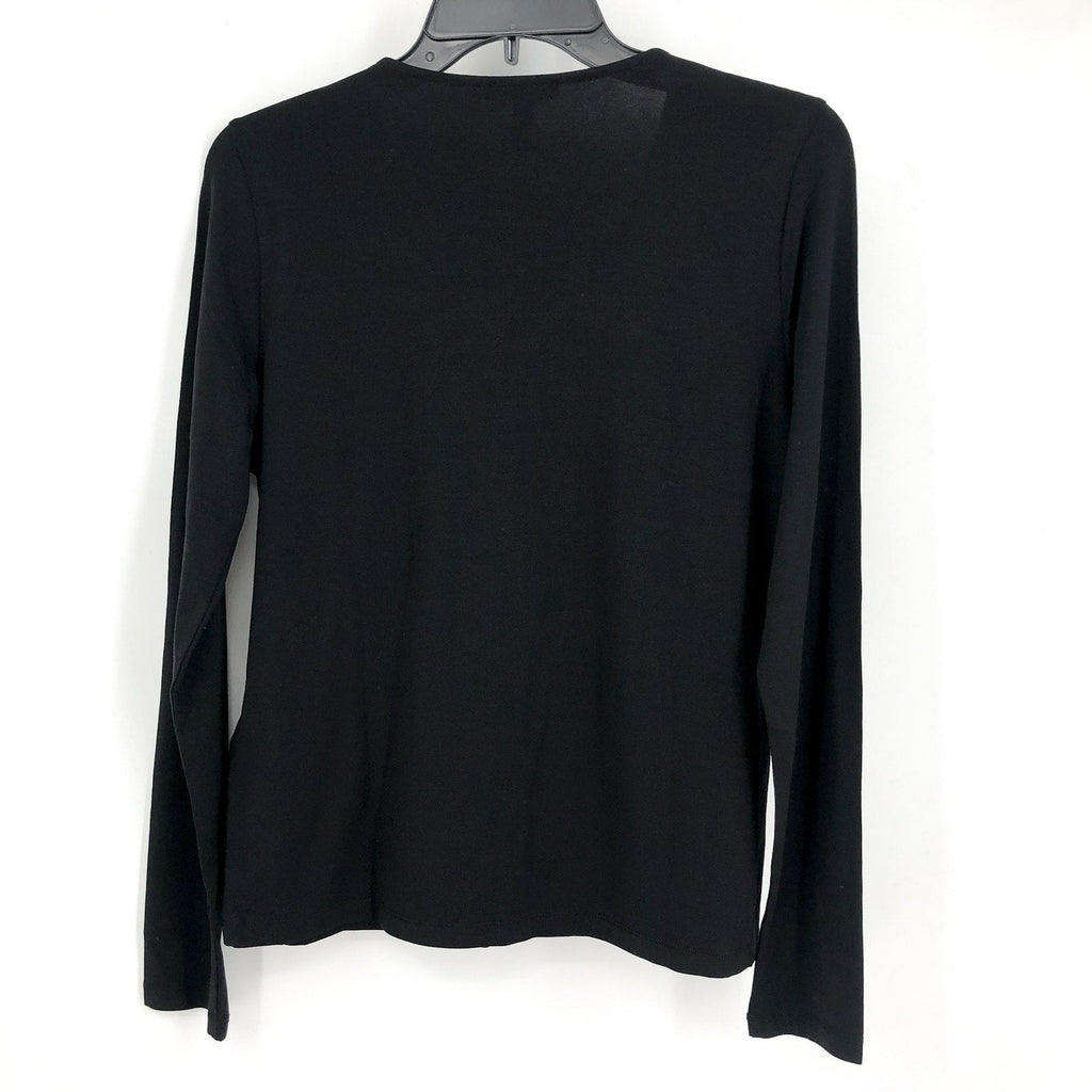 EILEEN FISHER Women's Fine Jersey Long Sleeve V-Neck Top XS Black Slim Fit NWT