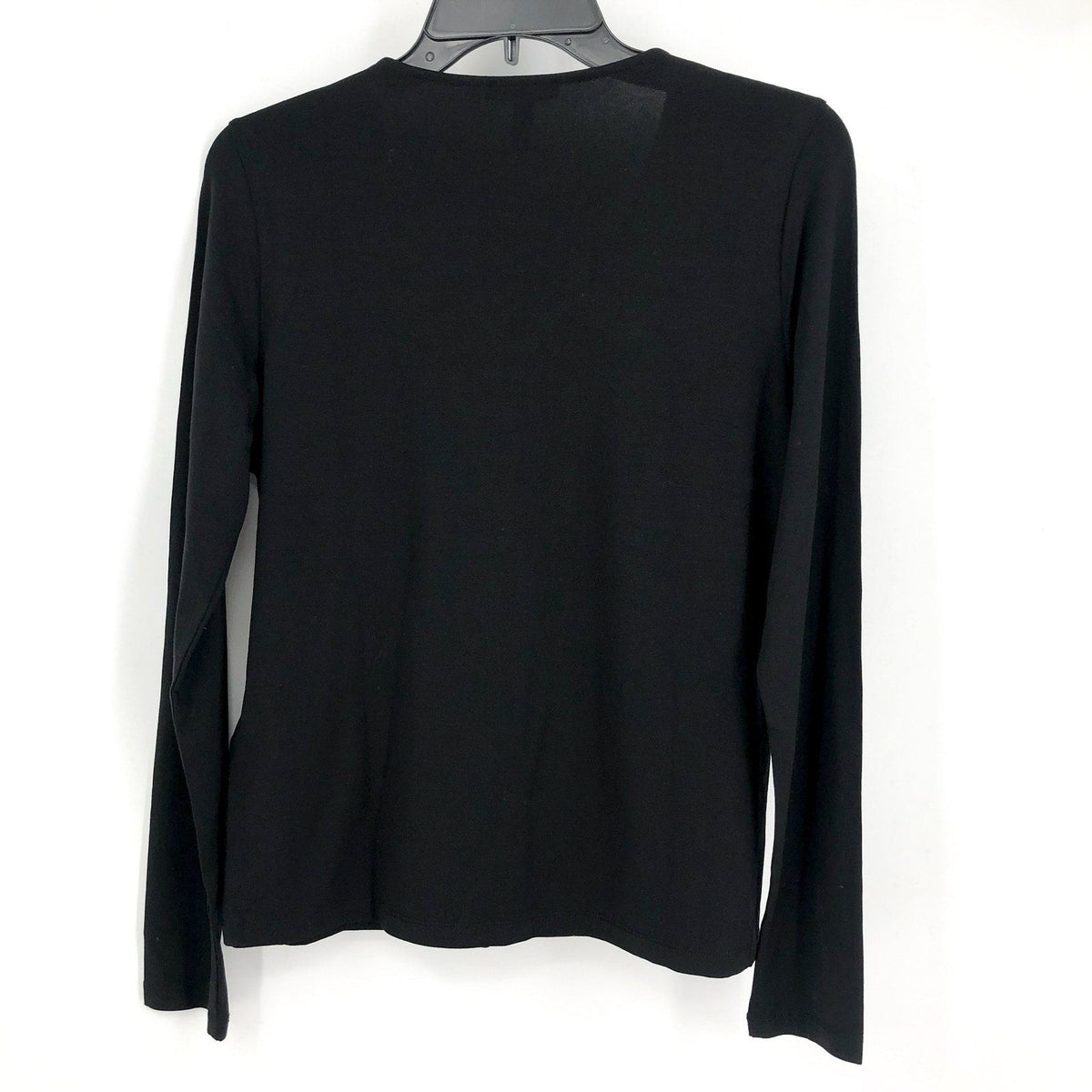 EILEEN FISHER Women's Fine Jersey Long Sleeve V-Neck Top XS Black Slim Fit NWT