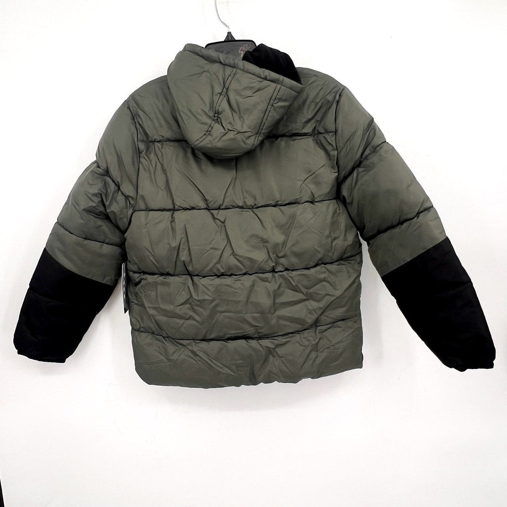 IXTREME Boy's Hooded Colorblock Puffer Winter Coat XL 14/16 Green Black NWT