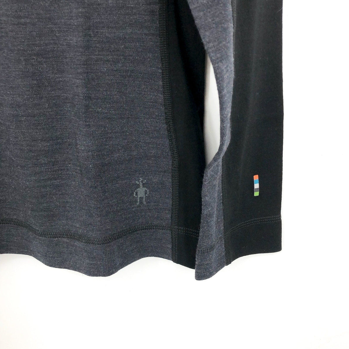 SMARTWOOL Womens Thermal Merino Base Layer 1/2 Zip Hoodie Large Black Gray NWT