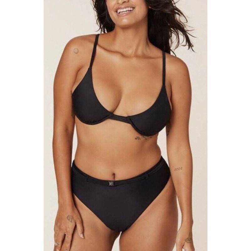 ANDIE SWIM Women's The Sicily Bikini Top Small Black Underwired Swim NWT