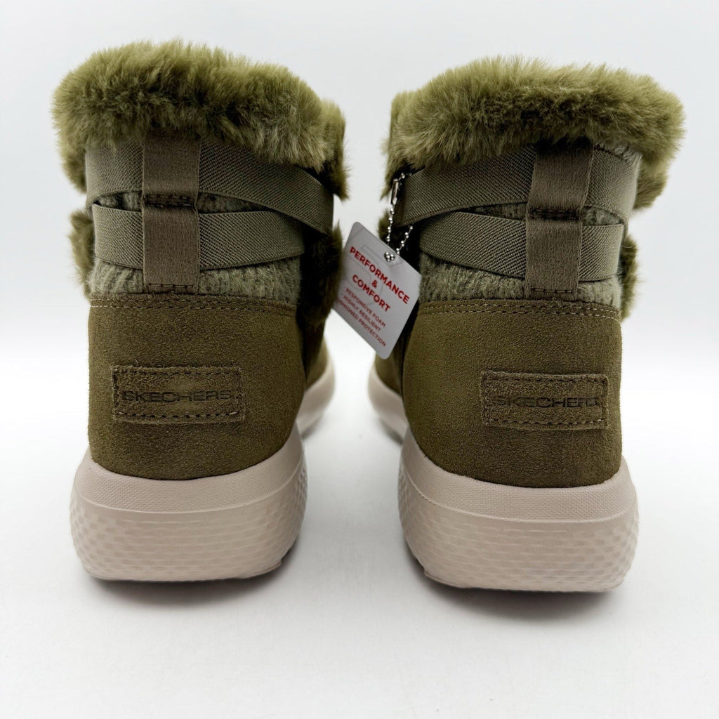Skechers Womens On The Go City Booties Size 7 M Green Suede Water Repellent NIB