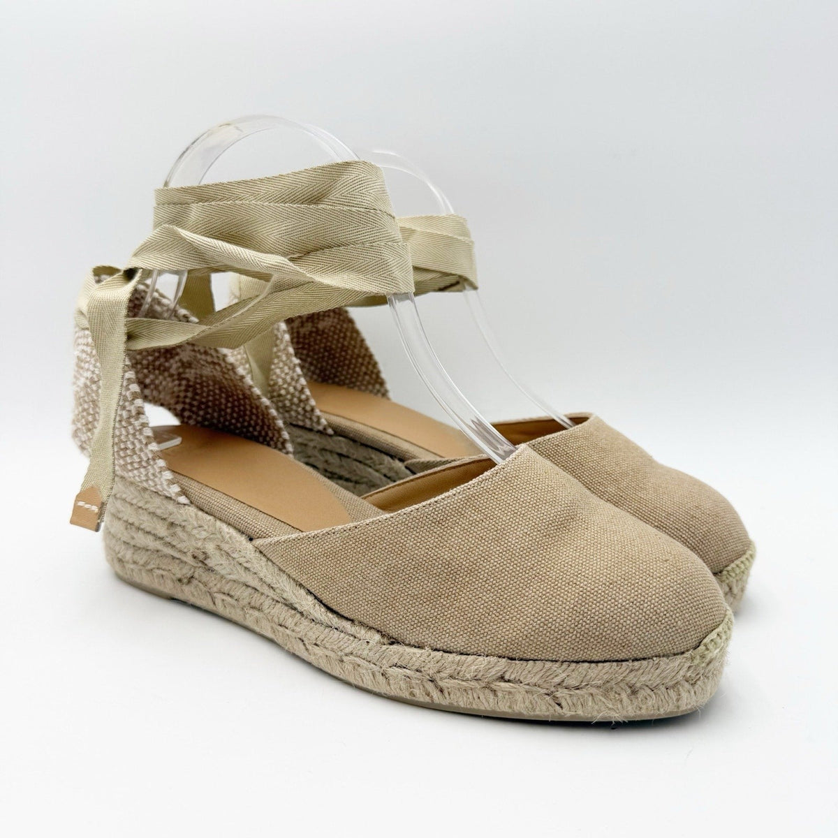 Castaner Womens Carina 3/002 Wedge Sandals US 7.5 EU 38 Natural Beige Canvas NIB