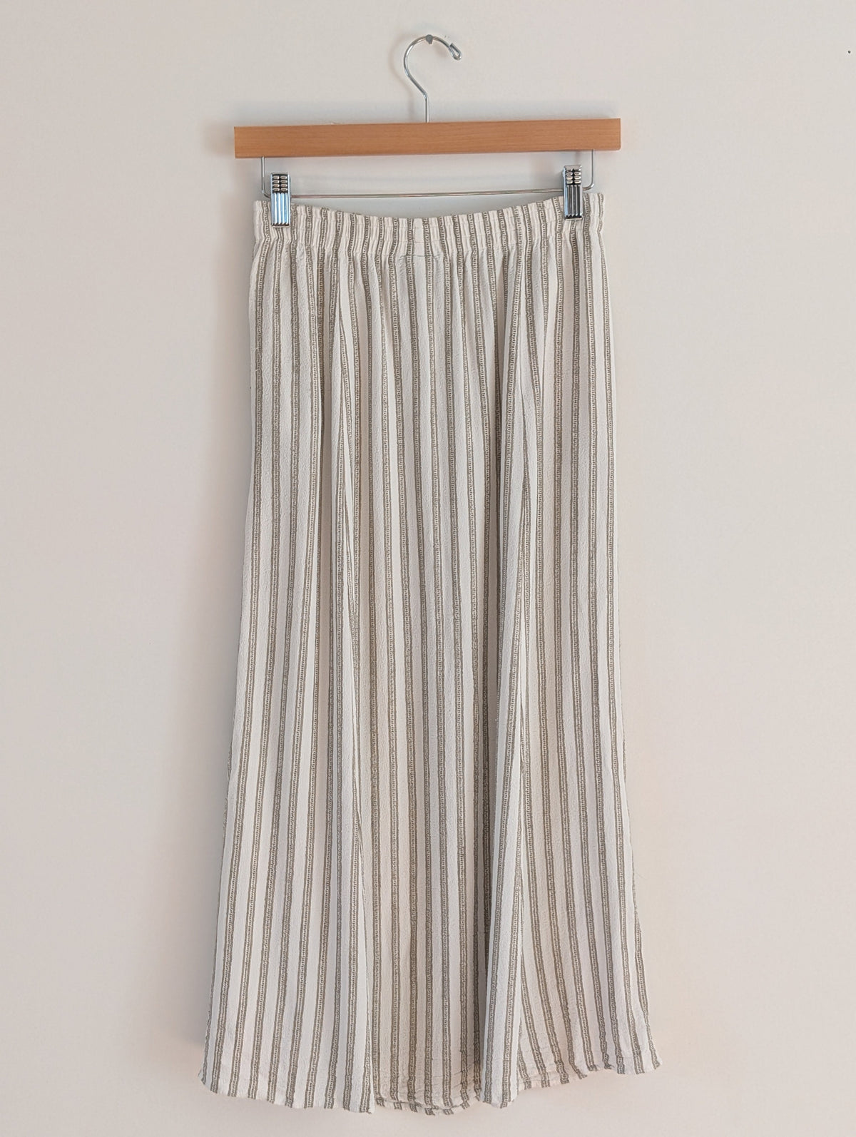 Vintage Cynthia Max Relax Striped Button-Slit Maxi Skirt - S