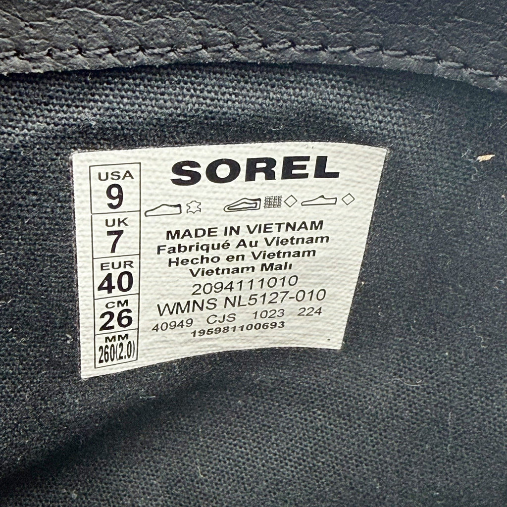 Sorel Womens Joan Now Zip Ankle Bootie Size 9 EU 40 Black Leather Waterproof NIB