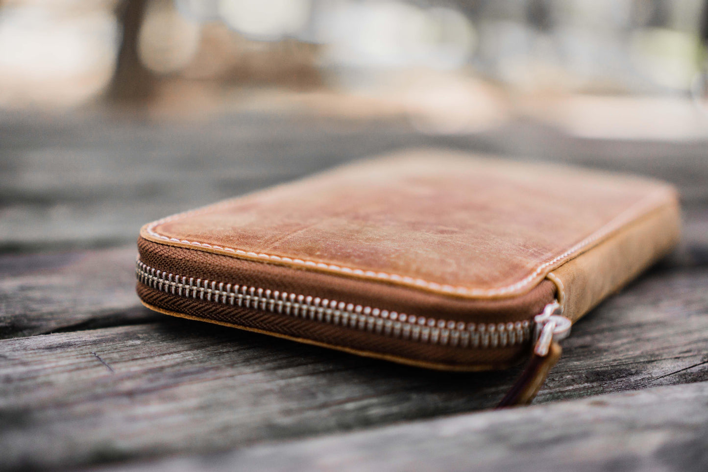 Leather Zippered Hobonichi Weeks Mega Cover - Crazy Horse Brown