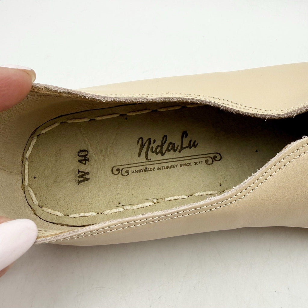 NIDA LU Womens LU Loafers EU 40 US Size 9 Bone White Leather NWOB