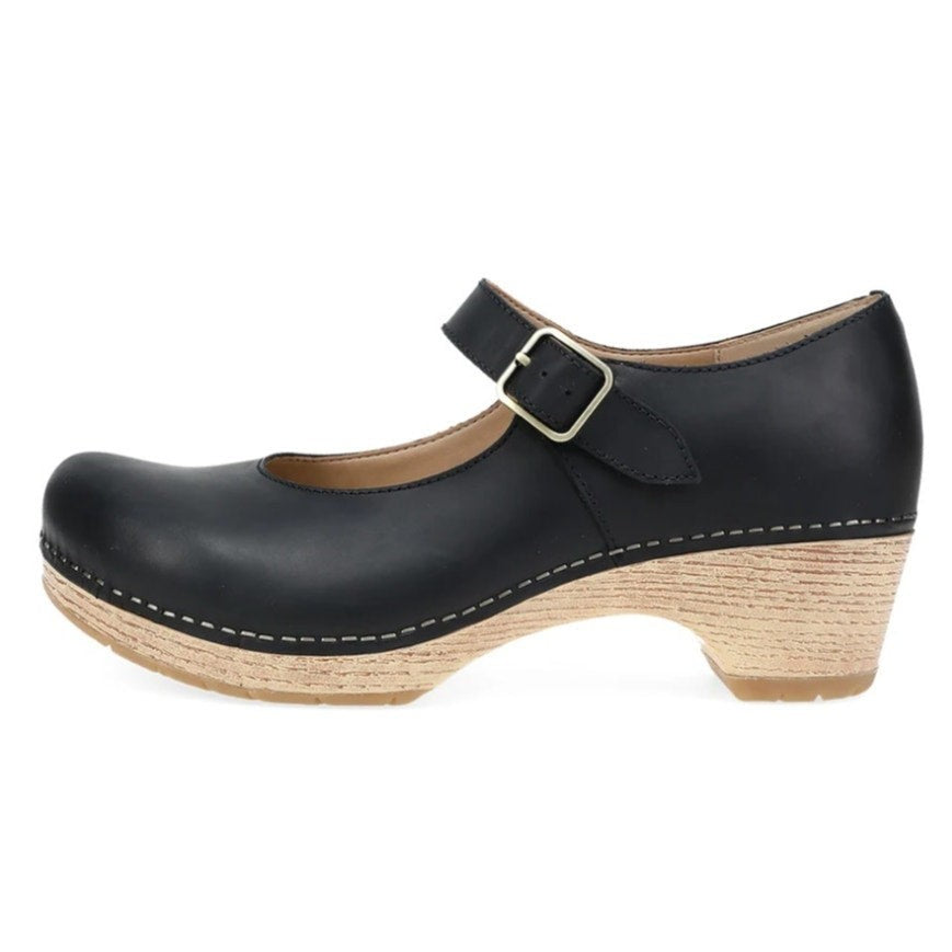Dansko Womens Lilah Mary Jane Heels EU 38 US 7.5-8 Black Leather NIB
